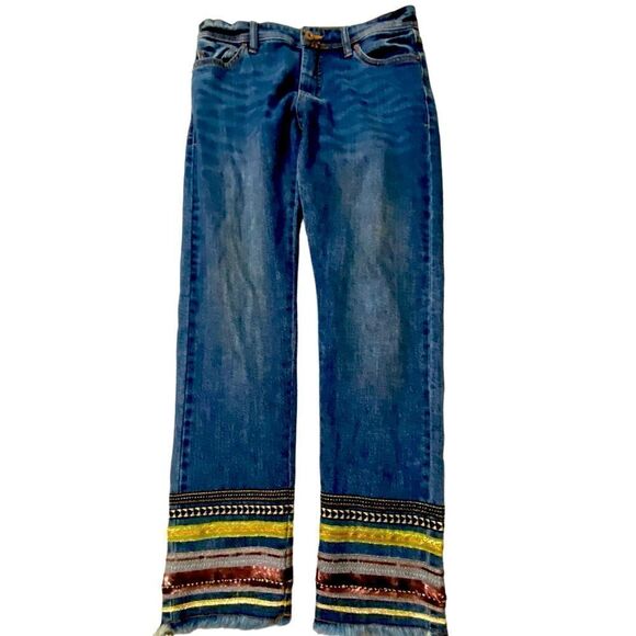 Pilcro and the Letterpress Size 27 Stet Patterned Cropped slim straight Jeans - Picture 1 of 7